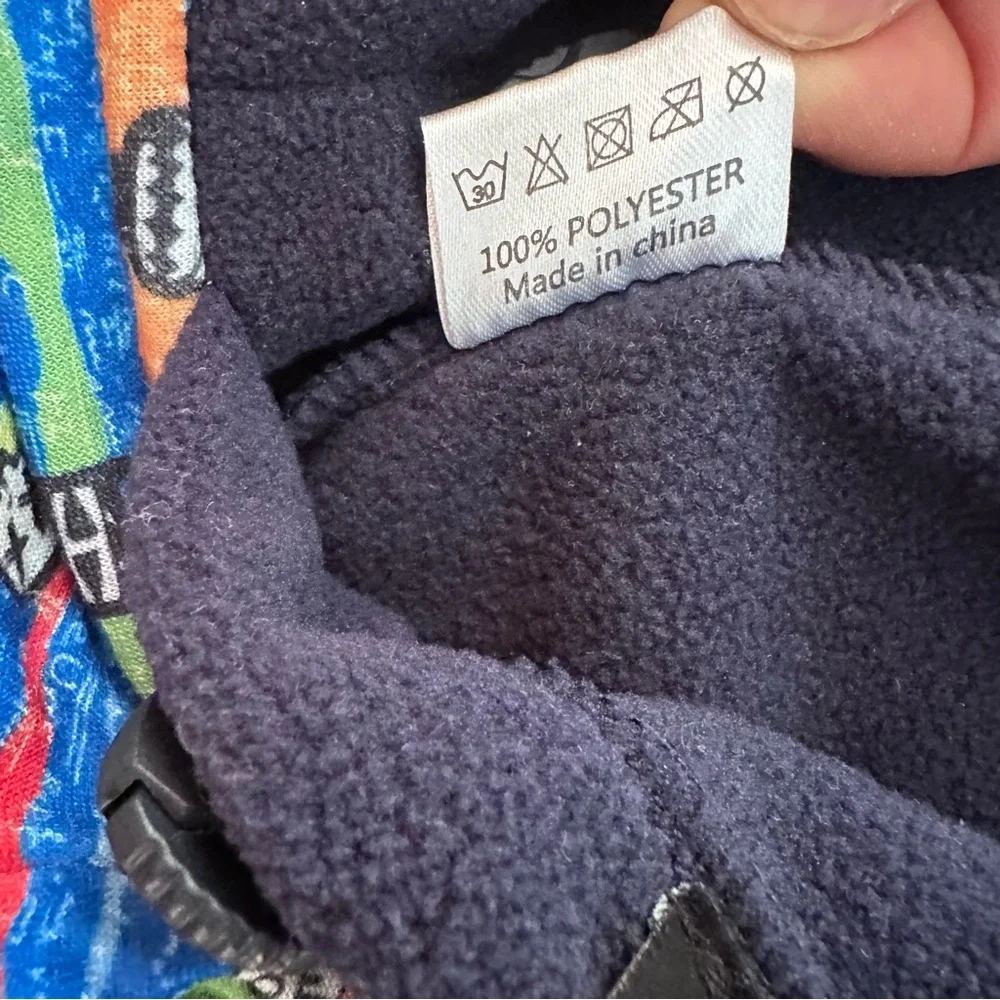 Cozy Kids Fleece Hood with Blue and Multicolor Trim